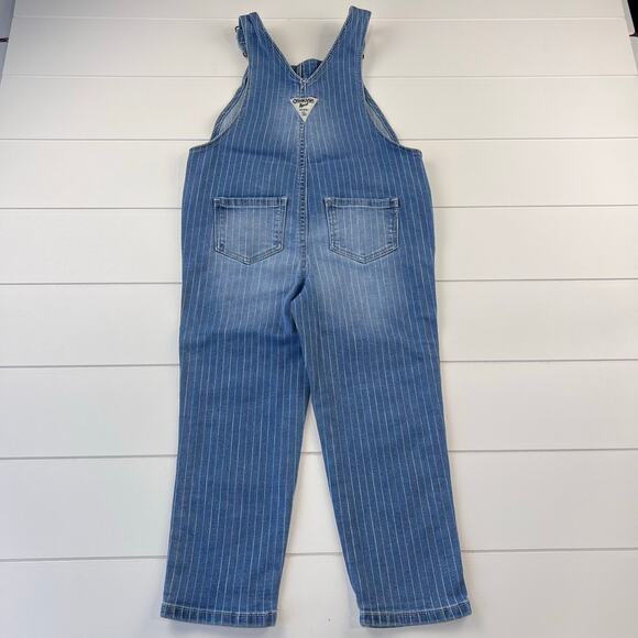 Oshkosh B’gosh Rainbow pinstripe Denim Jean Overalls Size 4T Girls - Picture 2 of 8